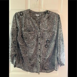 Black and white dress blouse